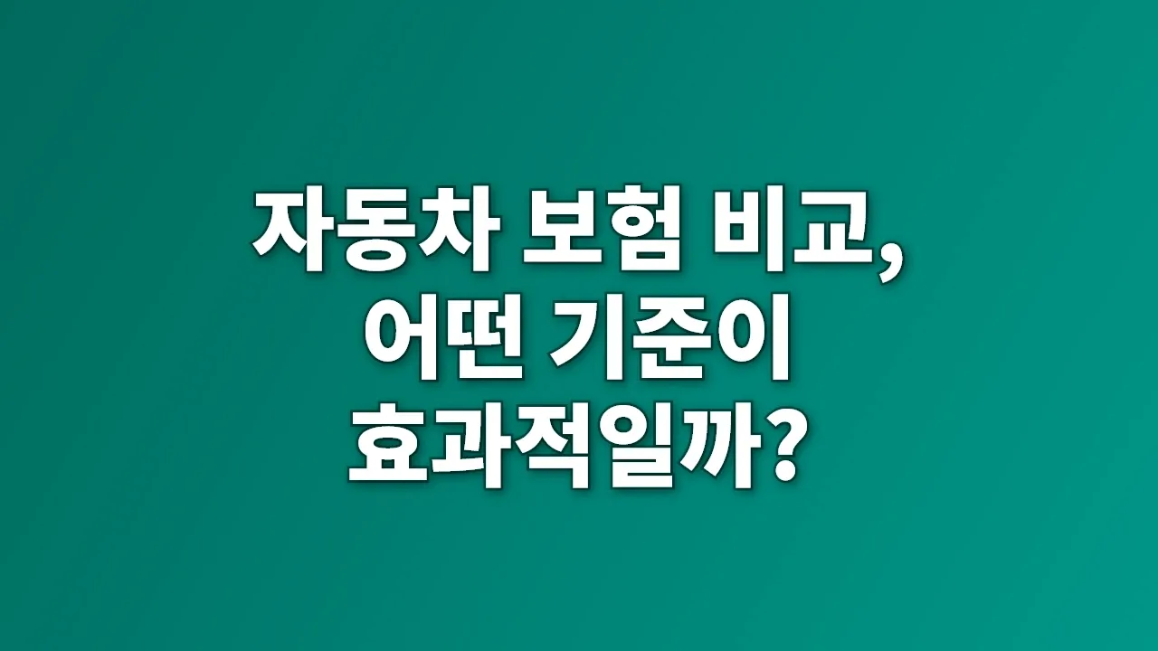 자동차 보험 비교, 어떤 기준이 효과적일까?